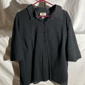 Talbots 24w Short Sleeved button down Black shirt